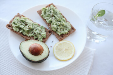 avocado toast and clean water. 