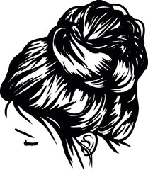 Fototapeta premium Girl with messy bun hairstyle hair don`t care handdrawn vector illustration