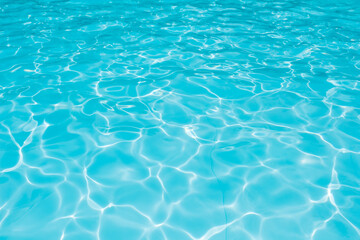 Naklejka na ściany i meble Beautiful ripple wave and blue water surface in swimming pool, Blue water for background and abstract