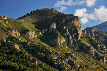 Fototapeta na wymiar North face of the Sierra Prieta mountains, near the Sierra de las Nieves national park in Malaga. Spain