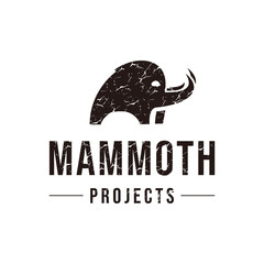 Mammoth or extinct elephant. Trunked mammals or proboscideans. Large animal. Vintage retro signs.