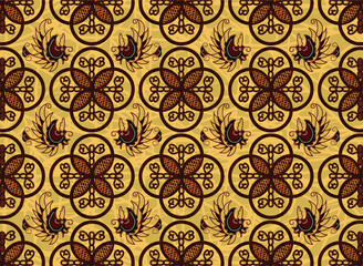 Indonesian batik motifs with very distinctive plant patterns