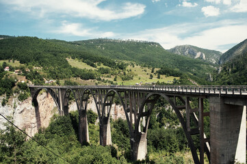 MONTENEGRO: Scenic landscape view of the mountains with the bridge 