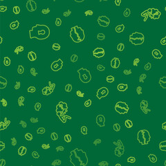 Set line Solution to the problem, Head with question mark and Bipolar disorder on seamless pattern. Vector