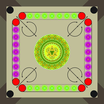 Carrom board game - Ready to print Vector, Mandala Artwork.