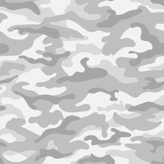 Pale gray military camouflage seamless pattern. Vector