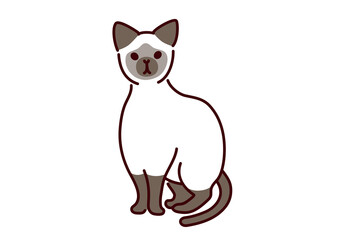 Siamese cat illustration／シンプルかわいい猫・シャム猫のイラスト