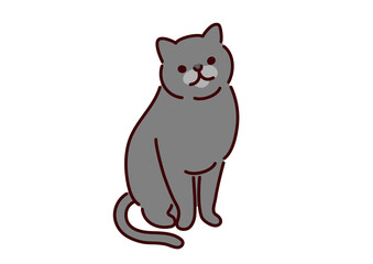British shorthair cat illustration／シンプルかわいい猫・ブリティッシュショートヘアのイラスト