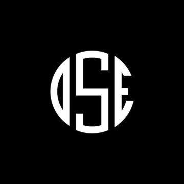 DSE letter logo design. DSE letter in circle shape. DSE Creative three letter logo. Logo with three letters. DSE circle logo. DSE letter vector design logo 