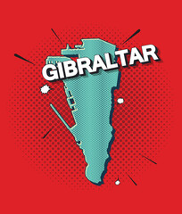 Pop art map of gibraltar