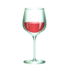 Elegant wineglass with tasty scarlet red wine vector illustration isolated on white background.
