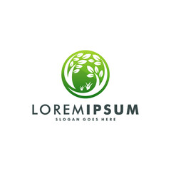 Organic leaf nature logo design vector illustration