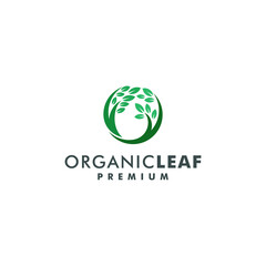 Organic leaf nature logo design vector illustration