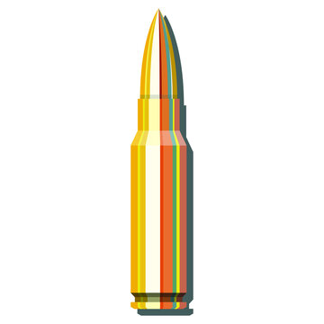 vector image of 308 caliber cartridge with shadow isolated on white background. the shadow can be removed. useful for advertising gun shops, gunsmiths, shooting ranges, shooters' goods, prints, web