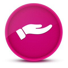 Hand luxurious glossy pink round button abstract