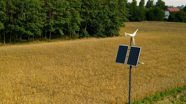 Weather Vane Powered By A Solar Generator At The Wheat Field In Czeczewo, Poland. close up, orbit