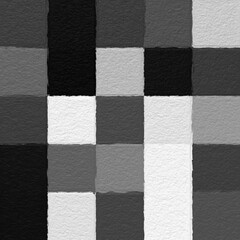 Black and white abstract mosaic with a rough texture background. Monochrome square pattern background. Picture for creative wallpaper or design art work. Backdrop have copy space for text.