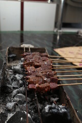 gilled heart meat known ad satay, favorite food in indonesia