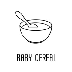 Bowl of cereal for babies isolated on white background. Vector illustration
