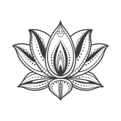 Sacred Lotus flower. Decorative ornament for coloring book. Vector illustration