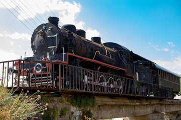 Fototapeta na wymiar old locomotive, vintage photo. van province in Turkey