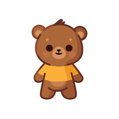 Cute teddy bear wearing shirt. Сhildren's plush toy. Cartoon vector illustration.