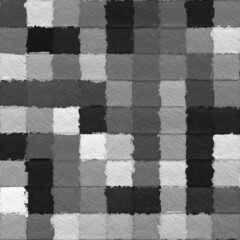 Black and white abstract mosaic with a rough texture background. Monochrome square pattern background. Picture for creative wallpaper or design art work. Backdrop have copy space for text.