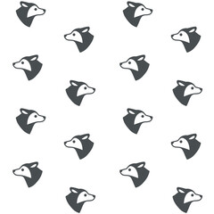 Simple seamless trendy animal pattern with wolf head. Cartoon vector print.