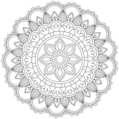 Leaf Flower Petal Coloring Mandala Art Simple Graphic Shape Vector Floral Oriental Outline Vintage Decorative Elements Pattern Illustration Islam Arabic Indian Turkish Mystic Religion Morals Lotus