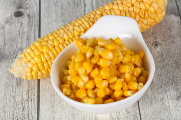 Young corn seeds in the bowl