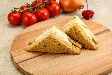 Club sandwich with chicken and cheese