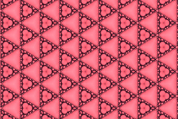 Abstract seamless pattern with triangle motif on bright pink  background.	