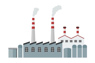 Naklejka premium Factory flat design - vector factory building
