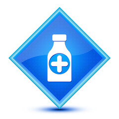 Pills bottle icon isolated on special blue diamond button