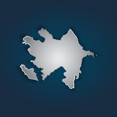 Azerbaijan map 3D metallic silver with chrome, shine gradient on dark blue background. Vector illustration EPS10.