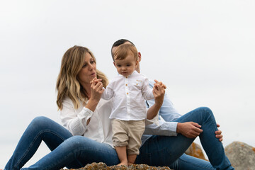 happy family on the beach