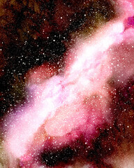 Red galaxy, stars in space, fantasy universe