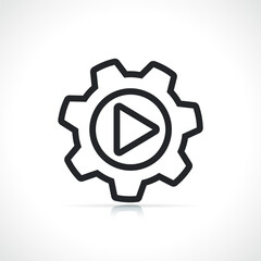 gear and play sign icon