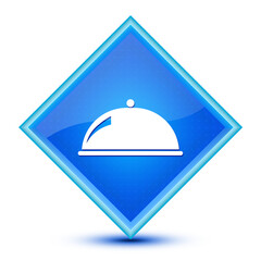 Food dish icon isolated on special blue diamond button illustration