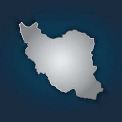Iran map 3D metallic silver with chrome, shine gradient on dark blue background. Vector illustration EPS10.