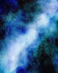Blue galaxy, stars in space, universe fantasy