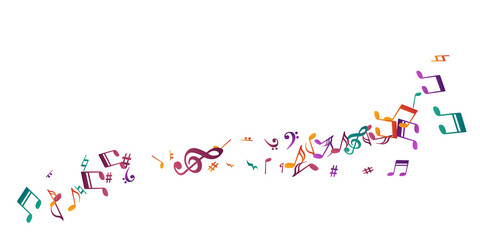 Musical notes cartoon vector backdrop. Song