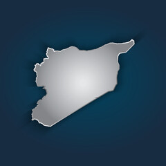 Syria map 3D metallic silver with chrome, shine gradient on dark blue background. Vector illustration EPS10.