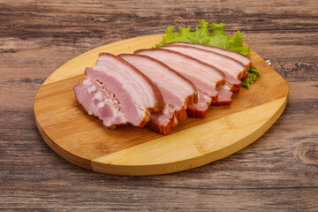 Tasty smoked pork brisket slice