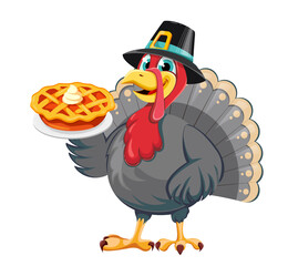 Happy Thanksgiving. Funny cartoon turkey bird