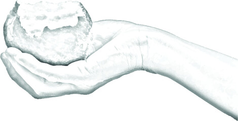 Vector illustration of hand holding a bitten apple