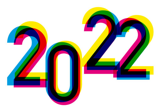 Carte de vœux 2022 avec un graphisme énergique et coloré, pour symboliser le dynamisme d’une entreprise compétitive.
