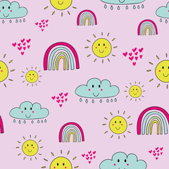 vector pink happy day 4c 04 seamless pattern background