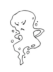 Ghost.  Cute cartoon spooky character. Happy Halloween.