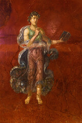 Fototapeta premium Calliope, Moregine fresco on display at Palestra, Pompeii, Italy